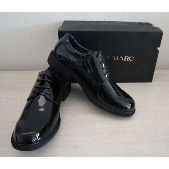Bruno Marc Men's Sz 9.5 Black Patent Downing-02 Formal Lace-Up Dress Shoes - Picture 1 of 14